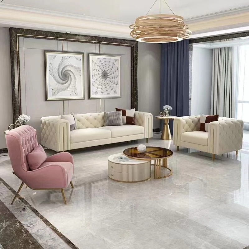 美式轻奢拉扣小户型客厅组合现代北欧小红书三人科技布丝绒艺沙发