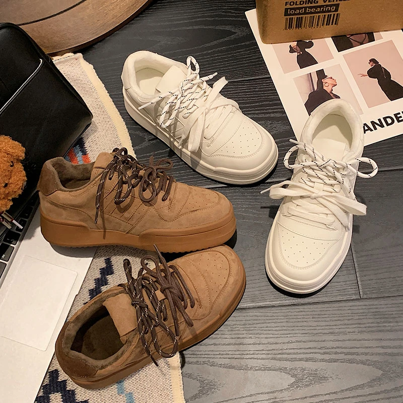 【雅静专属】182运动时尚百搭真皮复古厚底加绒ins低帮女鞋