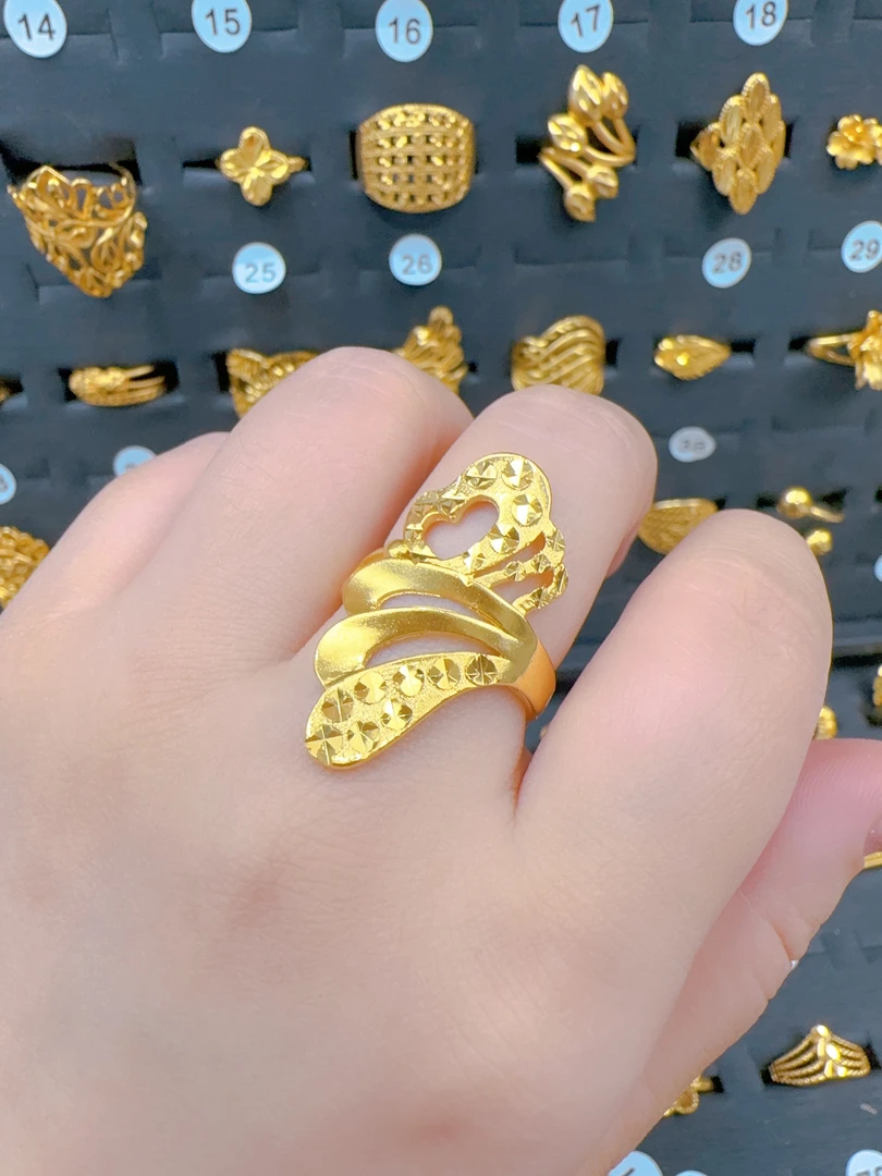 铜合金戒指 铜合金戒指 时尚简约开口可调节金色戒指秋冬新款32