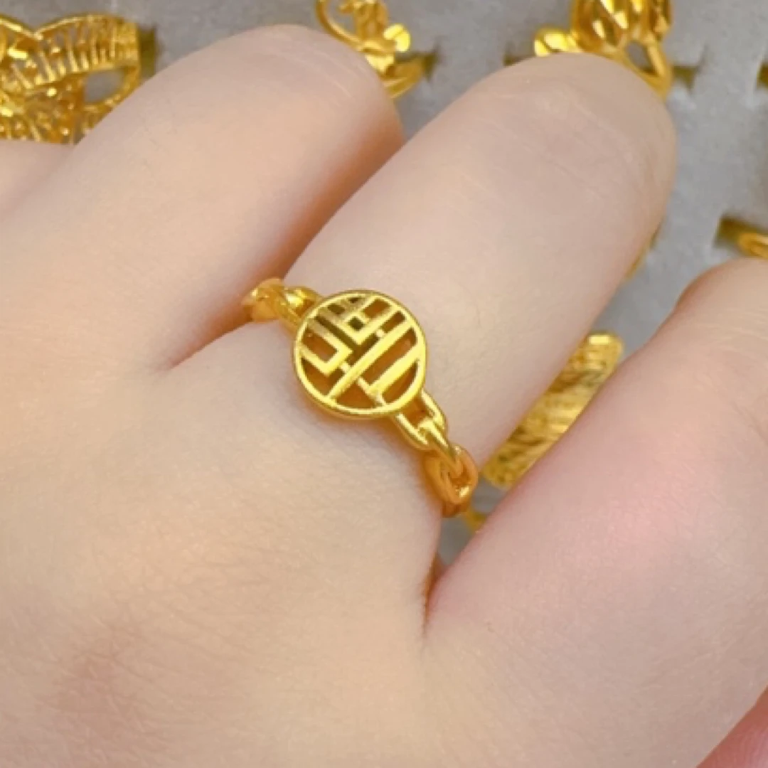 铜合金戒指 铜合金戒指 时尚简约开口可调节金色戒指61