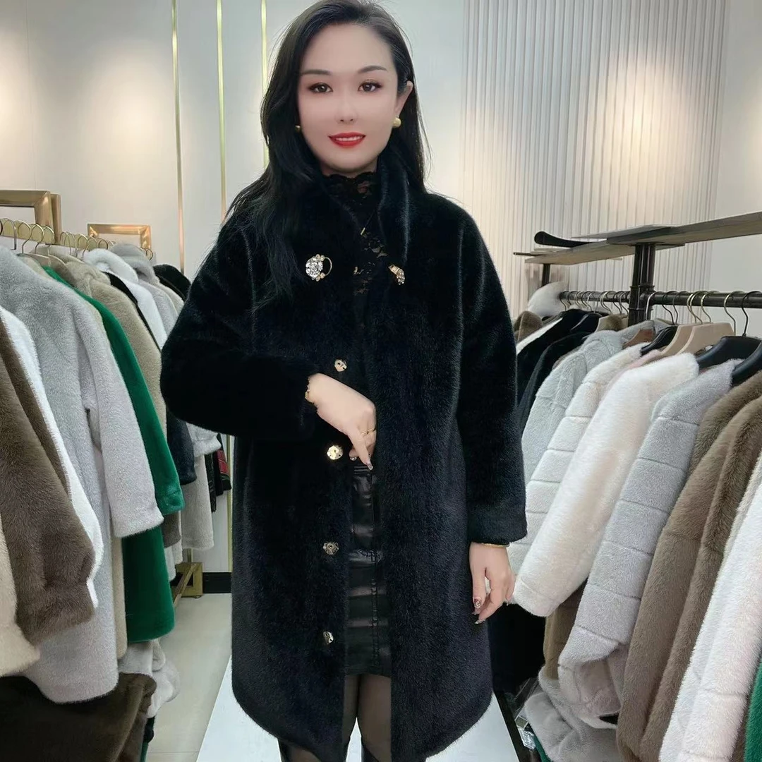 长款气质欧貂绒加厚妈妈外套秋冬季休闲百搭004