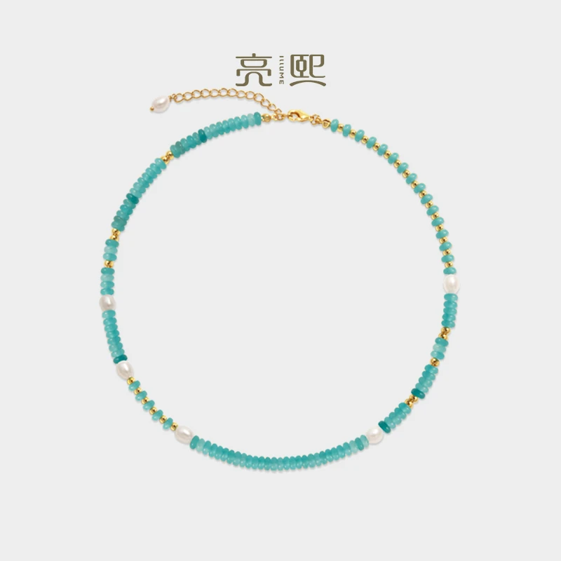 亮熙 铜合金项链 春日蝴蝶系列蓝色彩色串珠锁骨链