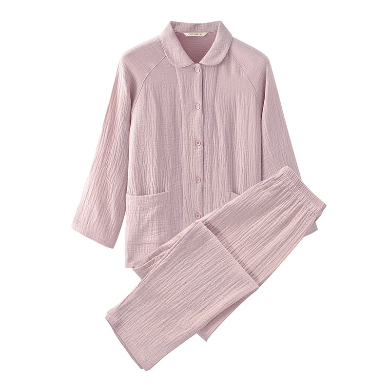 家居新款男女款棉翻领居家服套装