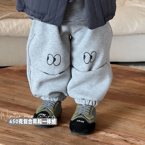 10/14【萌眼】宝宝秋冬季韩版卫裤加绒加厚小童运动裤