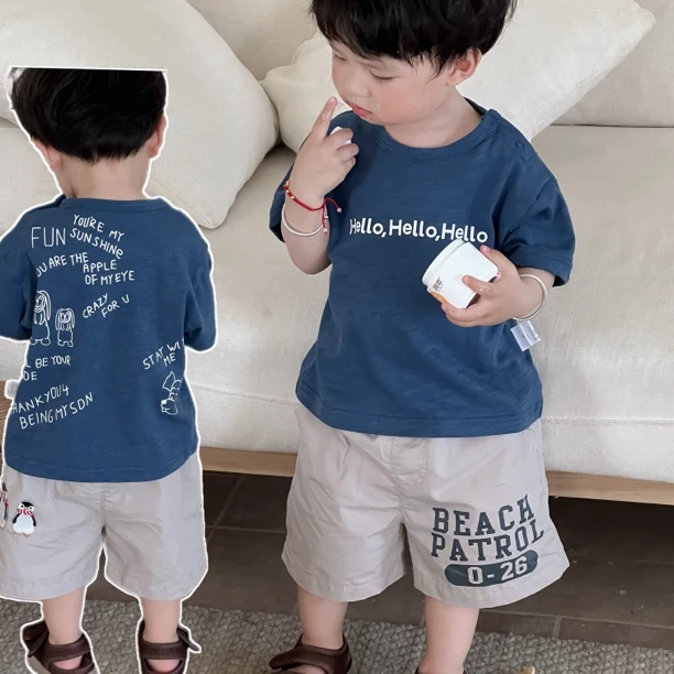 【竹节棉】婴幼儿夏季圆领韩版短袖T恤宝宝汗衫