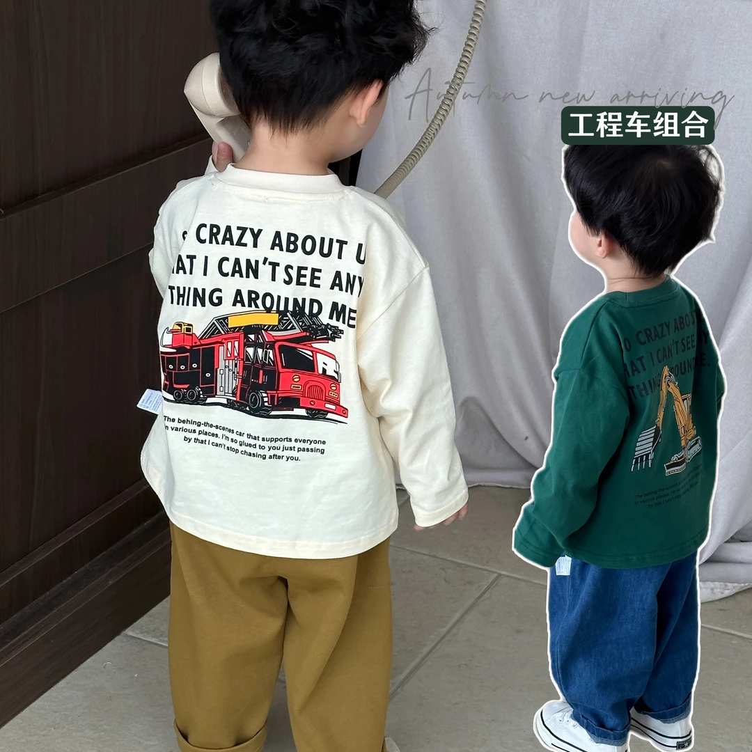 7/30【工程车队】宝宝秋款圆领长袖T恤儿童打底衫