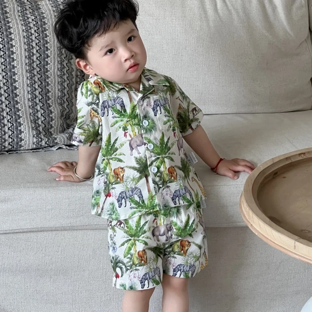 【热带雨林】宝宝夏季短袖衬衫套装两件套