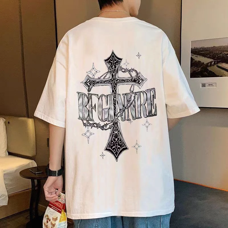 美式纯棉短袖T恤男女夏季潮牌潮流学生百搭体恤宽松多巴胺半袖ins