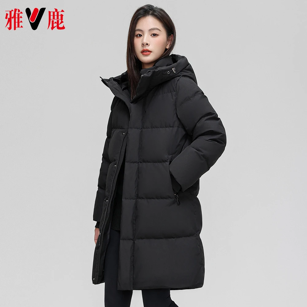 V/雅鹿女士鹅绒服加厚保暖冬季休闲经典防寒防风情侣百搭外套