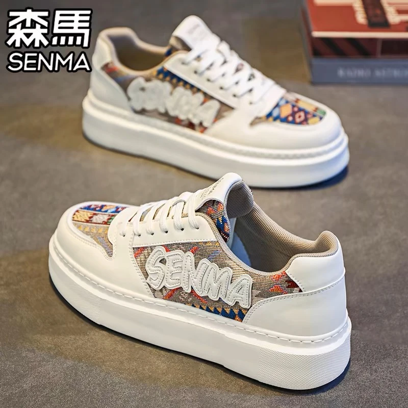 SENMA/森马男鞋春季百搭运动休闲小众设计感板鞋厚底增高小白潮鞋