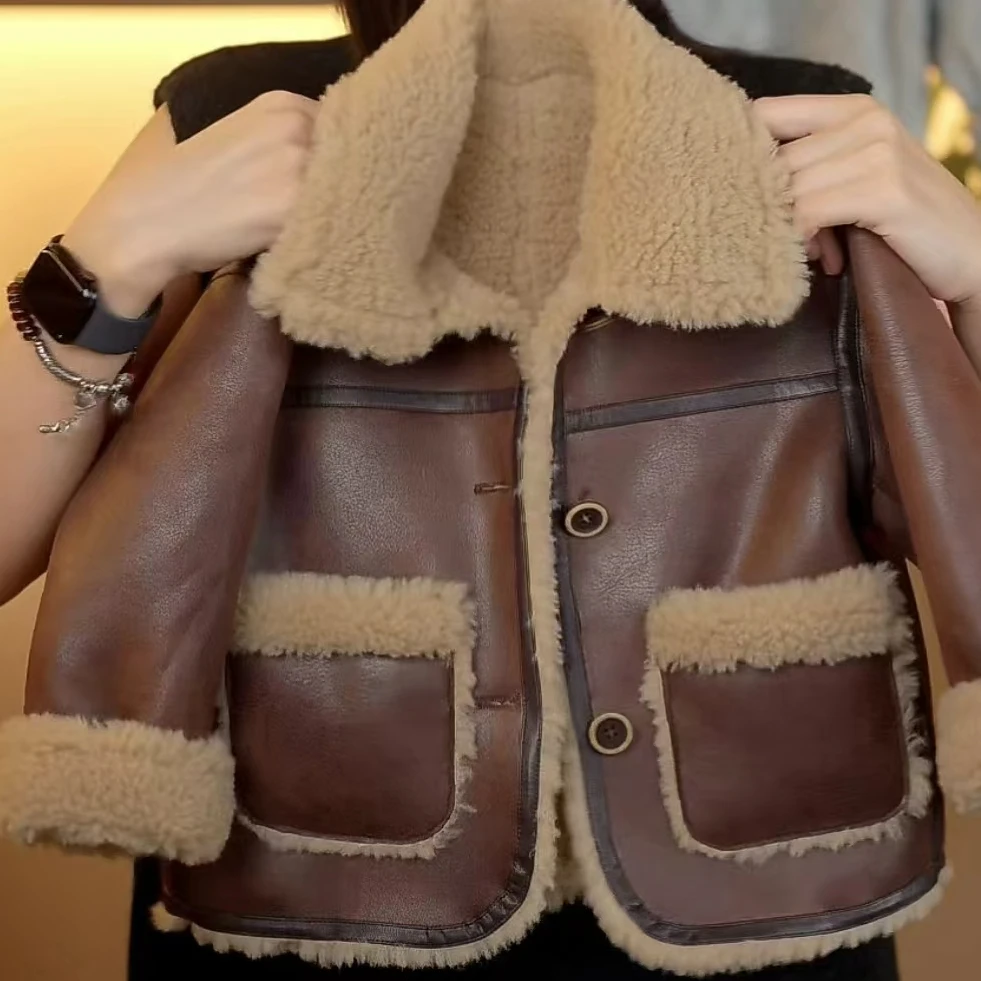 【之一专属】幂姐原创冬季儿童皮毛一体翻领夹克毛外套MJQ242389