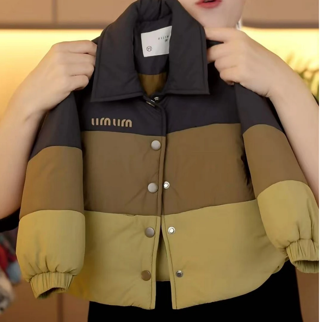 幂姐原创2024冬季设计师男女童棉服拼色翻领外套MJD246533