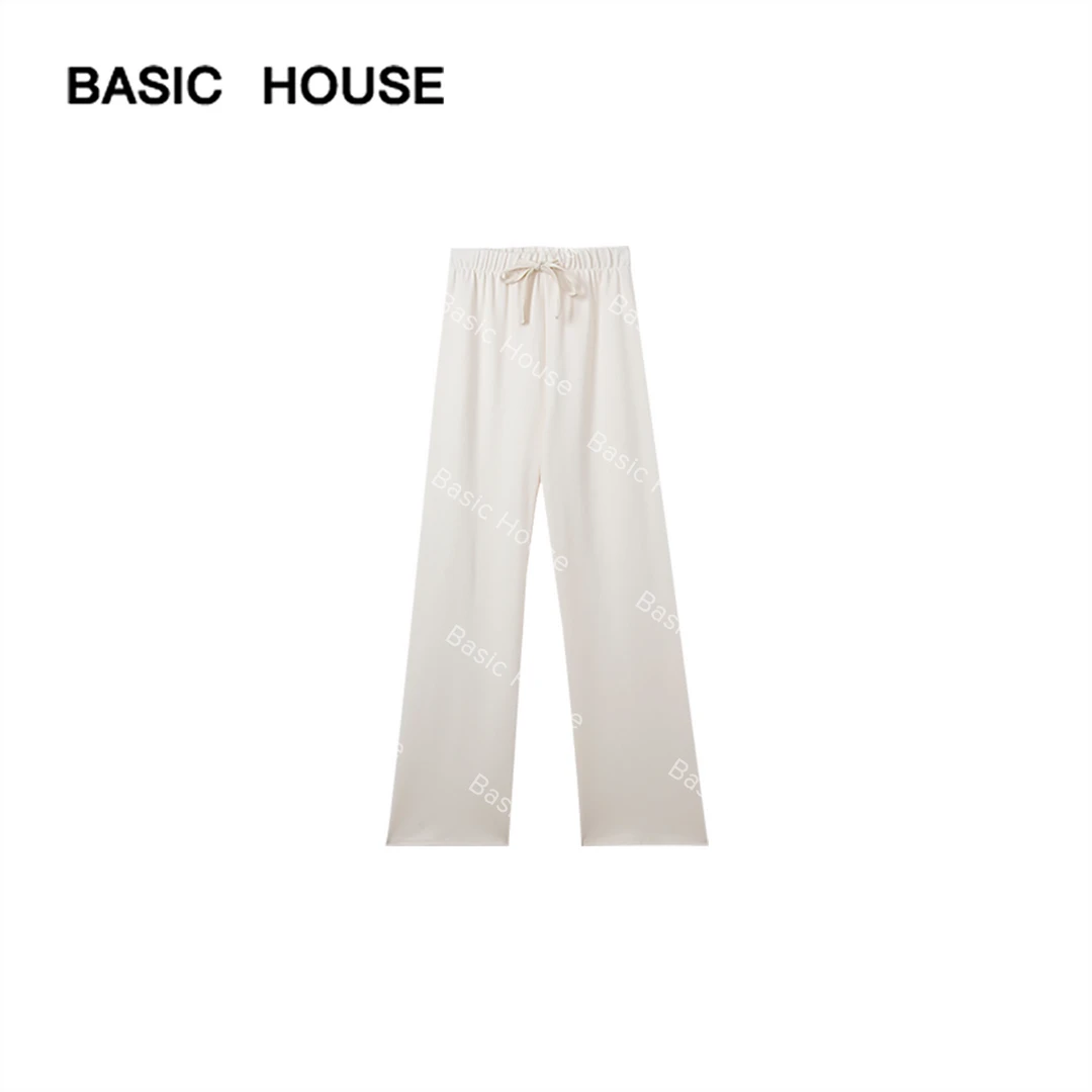 Basic House/百家好2023秋季新款直筒垂坠感阔腿休闲百搭时尚长裤
