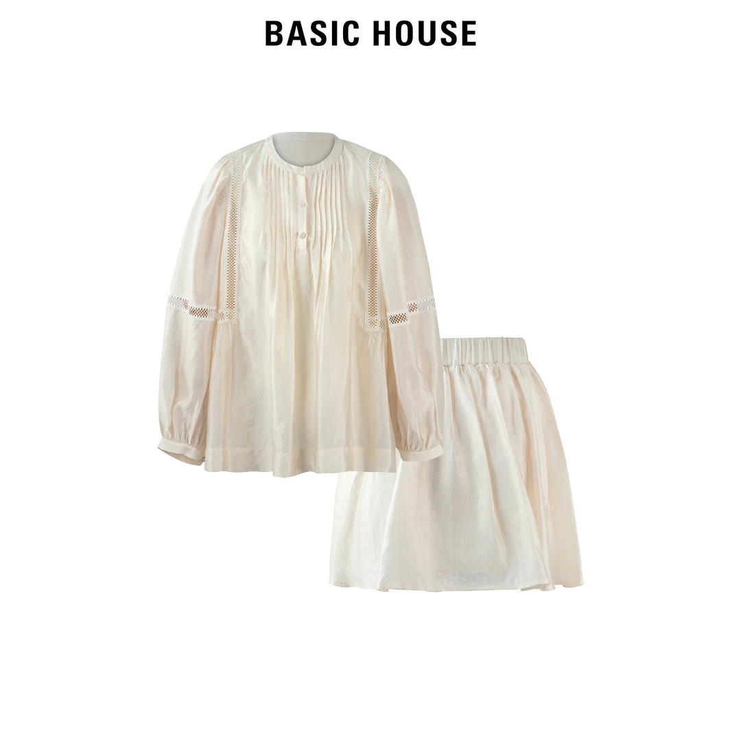 Basic House/百家好[南法假日]气质衬衫套装女气质春季新两件套