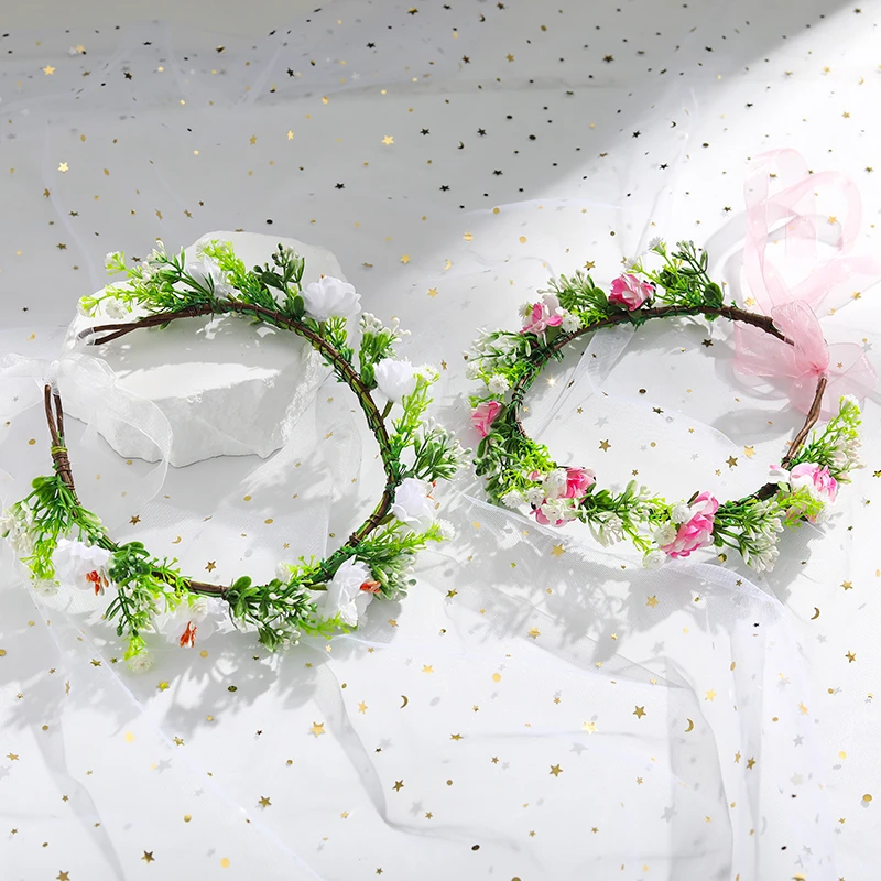 新款森系仙美系木香花花朵花环春季旅游旅拍拍摄写真影楼花环头饰