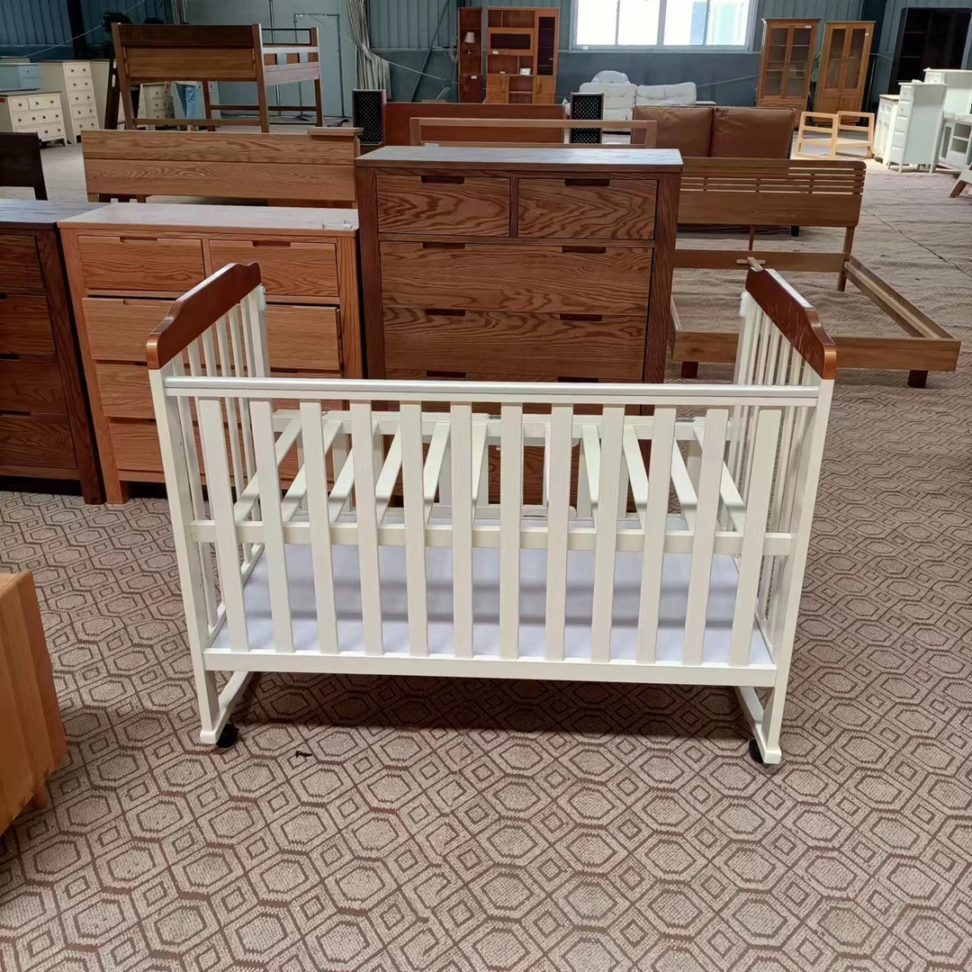 小型大床多功能儿童床可移动松木床白色竖条可储物床家用百搭小床