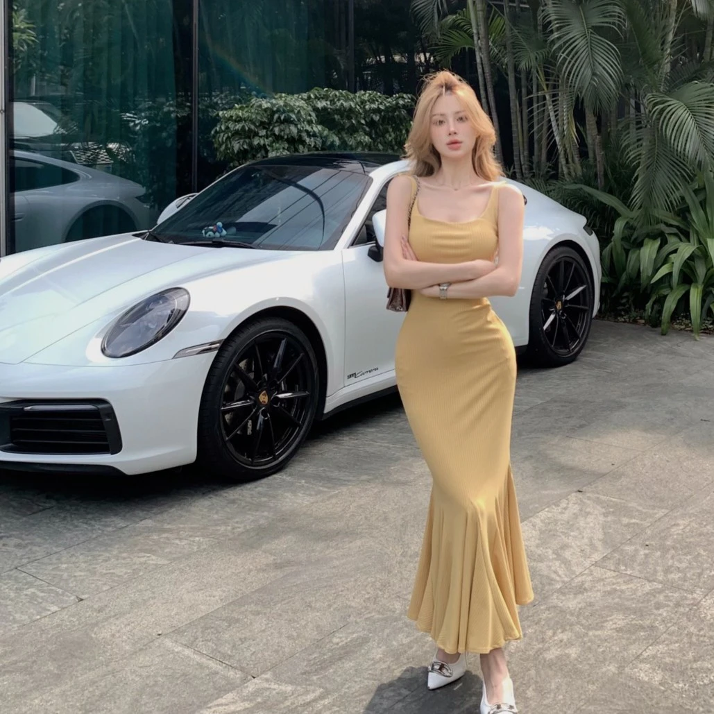 鱼尾长裙绝美性感吊带包臀显瘦连衣裙女装夏季修身气质裙子2024年