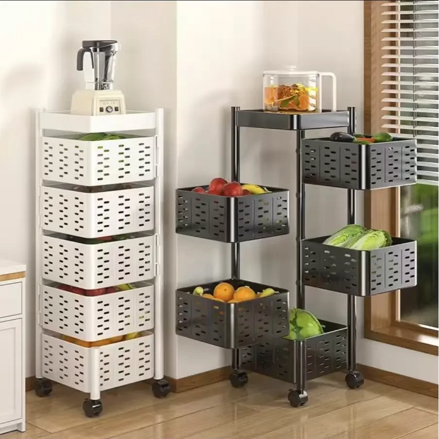 安家日记【免安装】置物架碳钢外贸品质可移动旋转落地家用