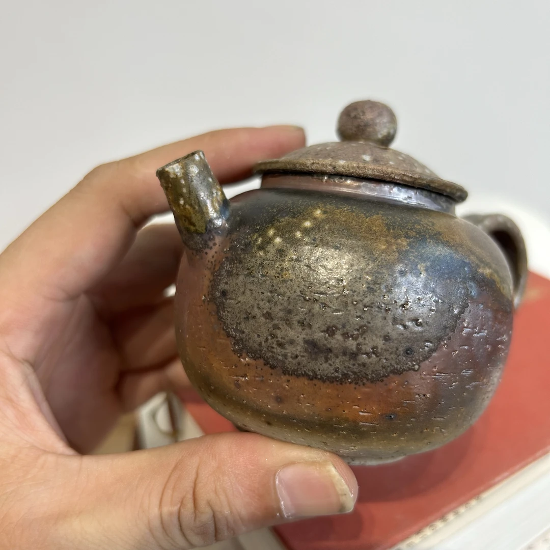柴烧黑陶抱朴壶粗陶泡茶壶全手工裸烧自然落灰复古中式