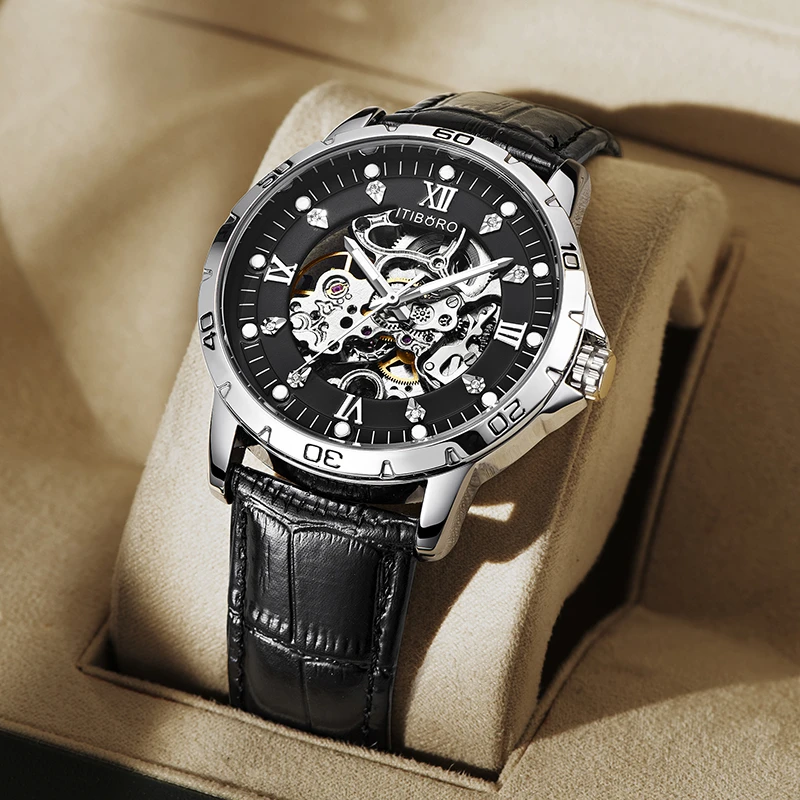 ITIBORO/天宝罗男士镂空机械腕表夜光防水潮流时尚全自动钢带手表