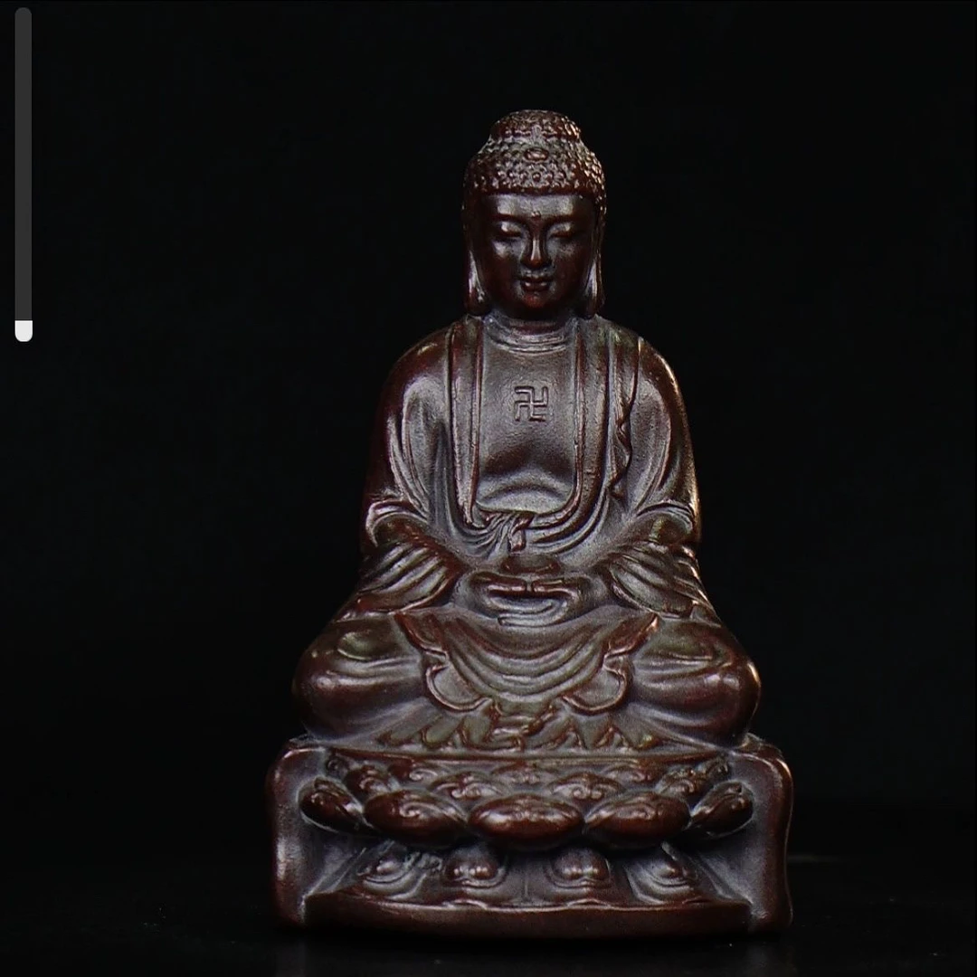 （德砂甄选）宜兴原矿紫砂手工茶宠深井石红料释迦如来佛祖