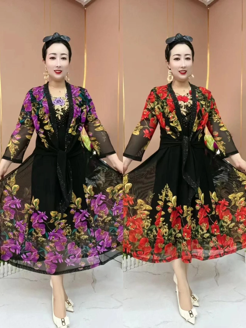 211款时尚连衣裙。九分袖显瘦夏季连衣裙，外搭