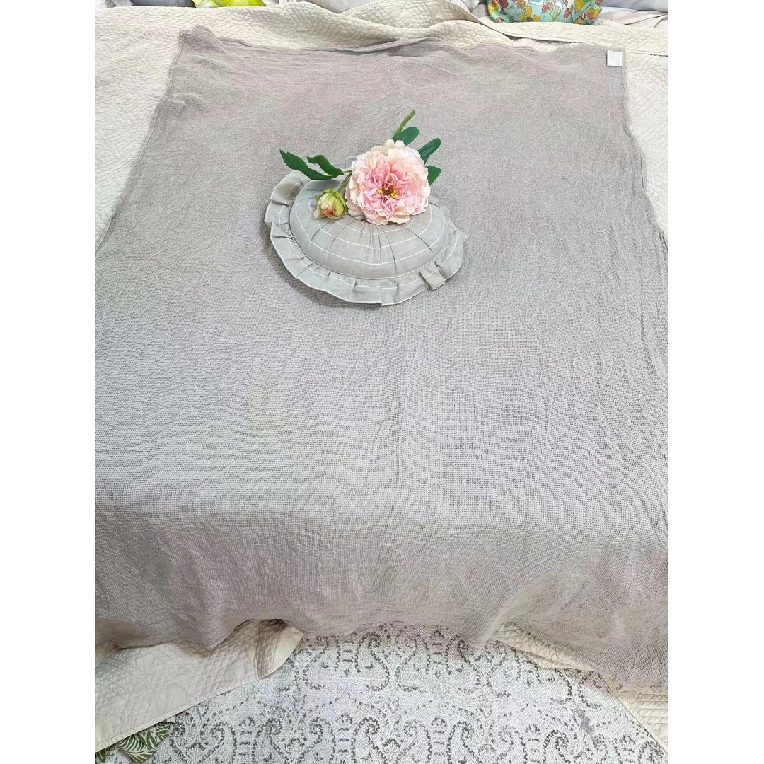 《烟雨江南》35雨露麻+65棉蜂巢工艺多用小盖毯床单（出口尾单）