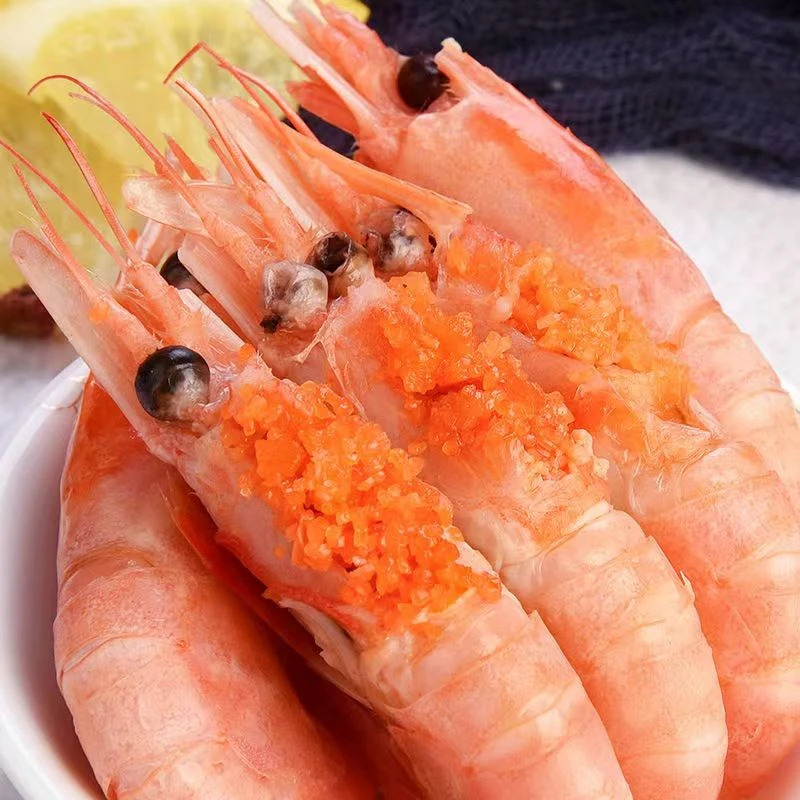 北极甜虾北极熊北极虾刺身头籽腹籽大号冰虾新鲜冷冻即食