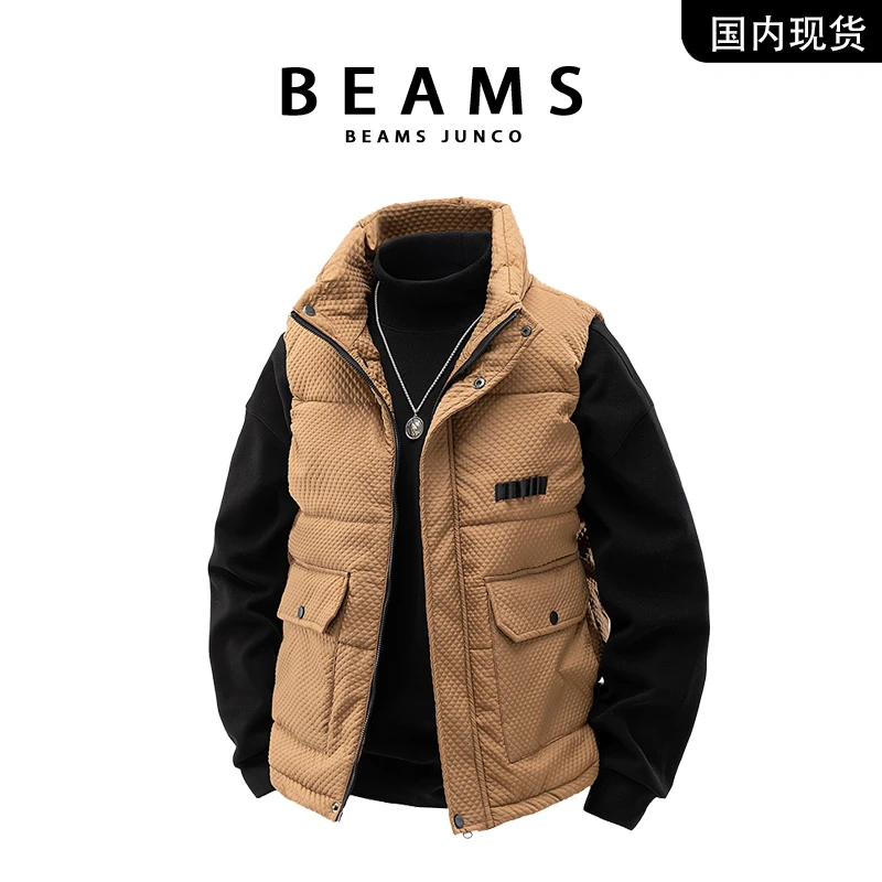 【品牌现货】BEAMS JUNCO 冬季美式韩版立领加棉加厚情侣坎肩马甲男