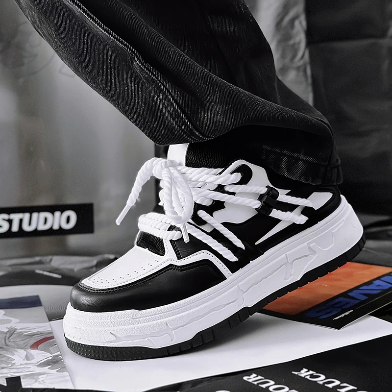 透气厚底平跟夏季休闲鞋休闲板鞋学生增高男士韩版潮流潮鞋小白鞋