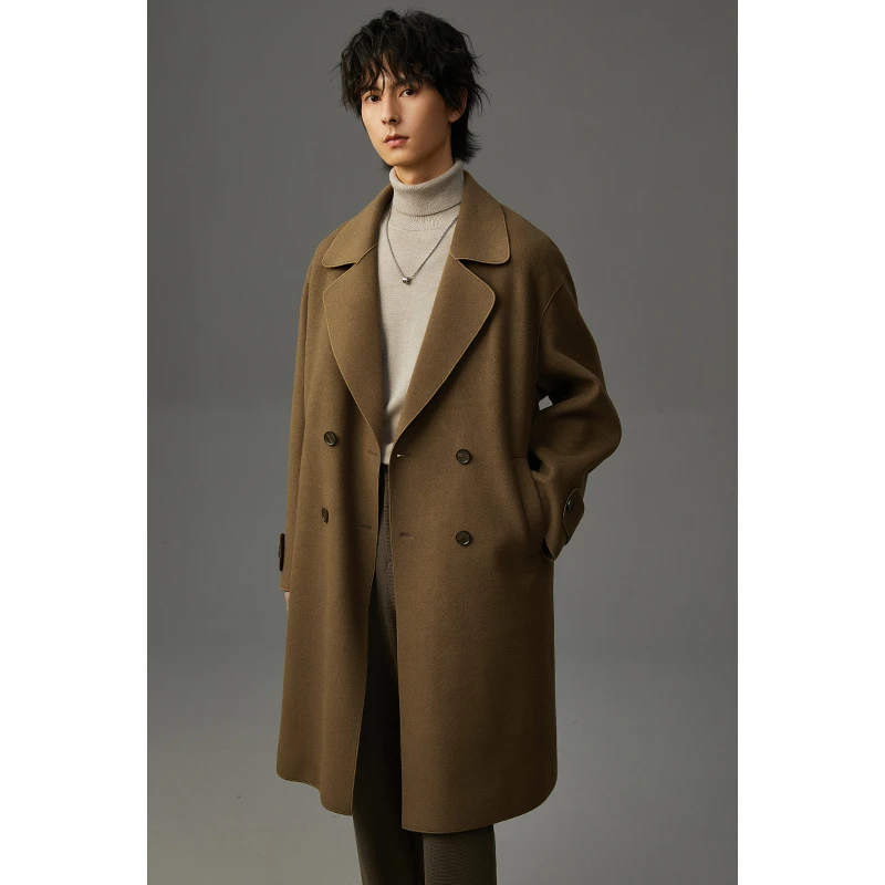 秋冬双面毛呢大衣男高级感中长款上衣男士呢子外套新款风衣ELL03