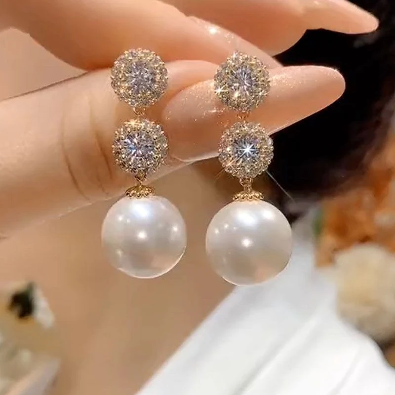 珠珠耳钉轻奢高级感耳环2023年新款爆款气质小香风耳饰网红耳坠女