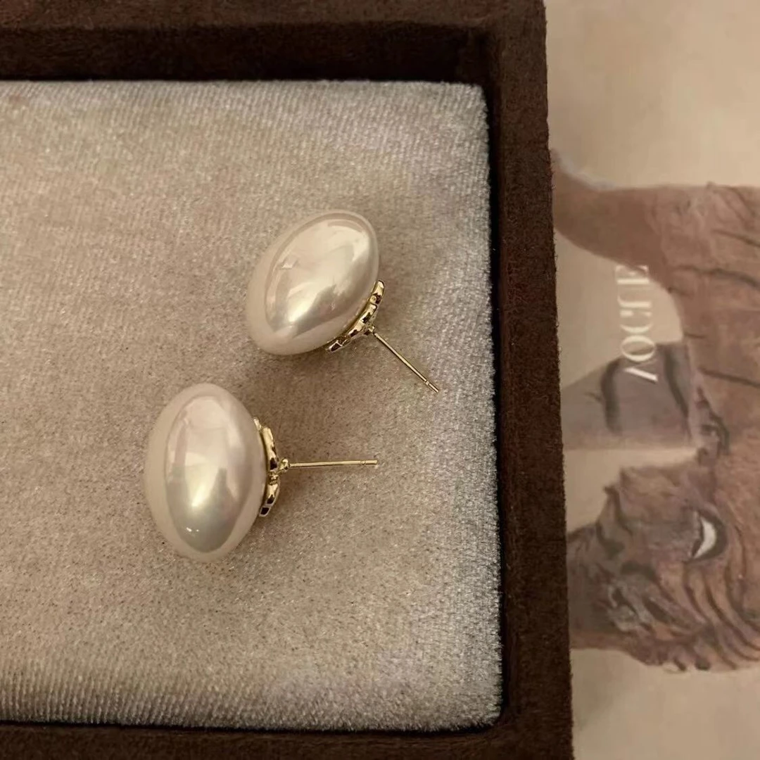 法式复古赫本风半圆珠珠耳钉女韩国个性简约百搭气质优雅耳环耳饰