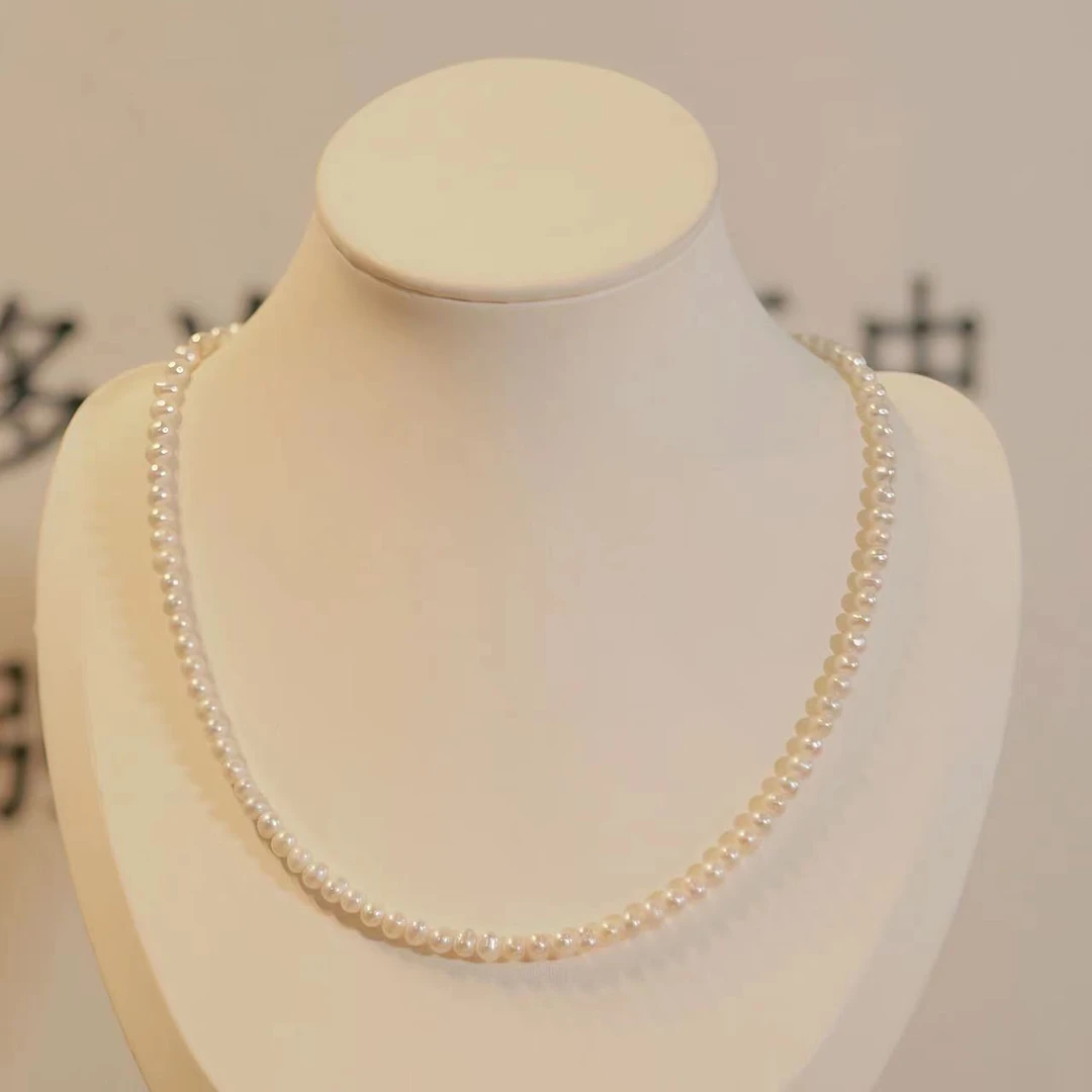 非金属仿珍珠项链 【去野知物】｜皎白若云｜宝藏店铺天然小米珠项链