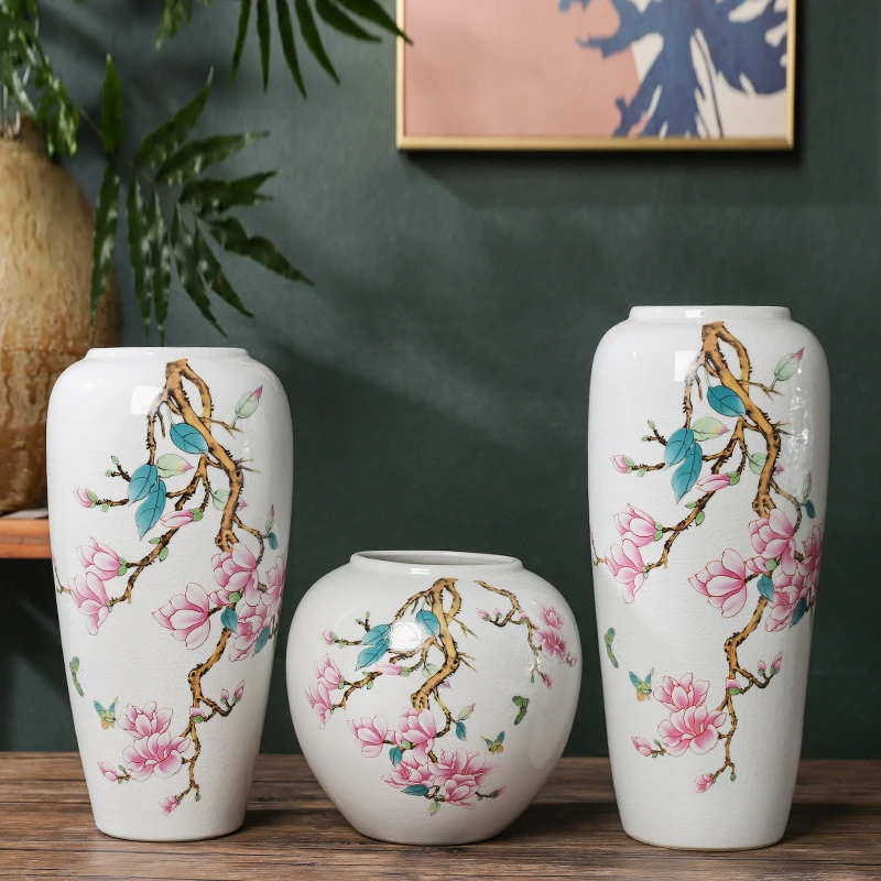 高感颜值景德镇陶瓷水培花瓶萝卜款家居装饰摆件中式白色冰裂花瓶