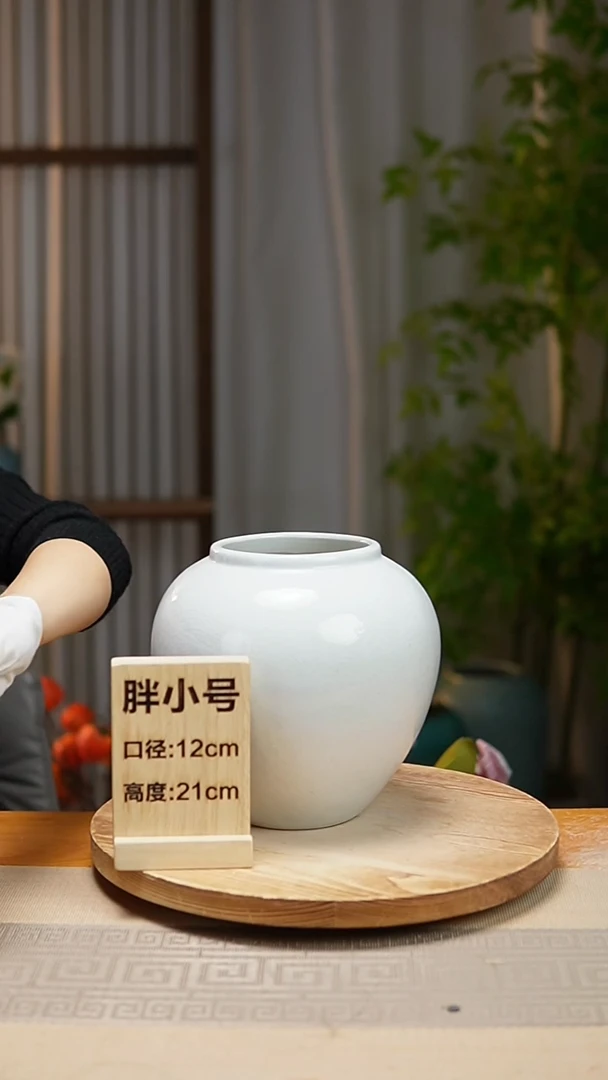 【闪购商品】花器胖小号白冰裂瑕疵