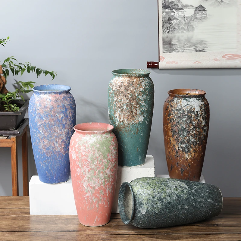高30CM现代中式插花客厅餐桌卧室桌面玄关装饰花器陶瓷大花瓶摆件