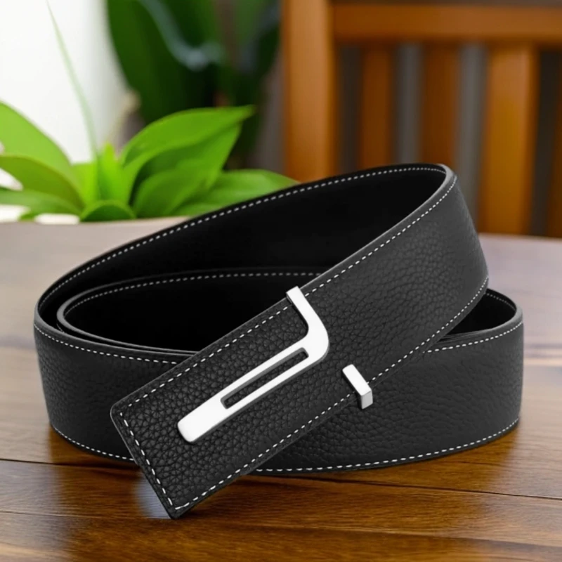 进口男士真皮皮带时尚百搭带扣套装经典年轻人真牛皮男式腰带裤带