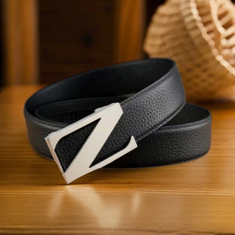 【自动套装】双面进口头层牛皮男士腰带带扣年轻人裤腰带真皮皮带男