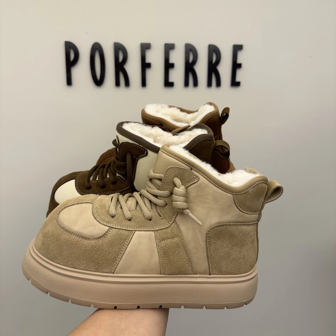 波斐大头丑萌卡皮巴拉女2024冬季磨砂皮复古面包短靴692-721-722