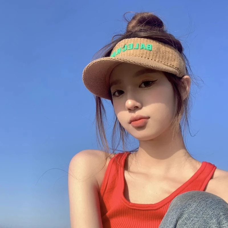 英国CospKosp户外网红遮阳帽女生防晒时尚遮脸帽无顶沙滩草帽夏天