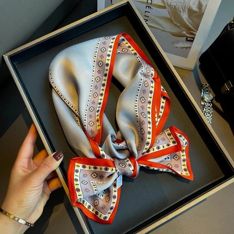 英国CospKosp复古豆绿真丝丝巾女100%桑蚕丝双面小长条小领巾复古