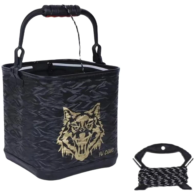 钓鱼eva折叠打水桶 加厚带盖钓鱼桶鱼桶便携小水桶装鱼活鱼桶渔具