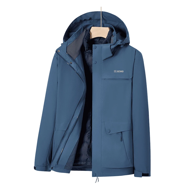 徐工定制款男士羽绒服三合一冲锋衣摇粒绒上衣加厚款棉服工装外套