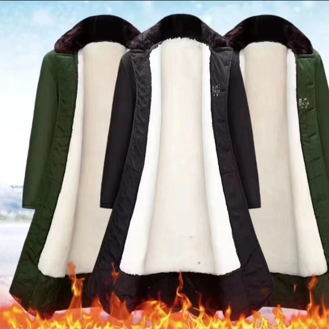 过膝款真羊皮大衣活里活面