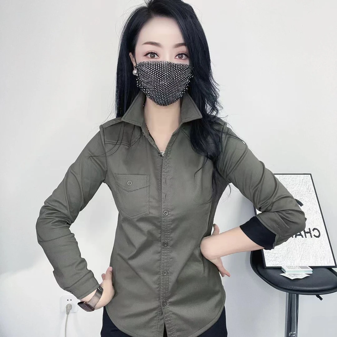 加绒加厚）x6859新款百搭显瘦时尚净版洋气女款衬衫x