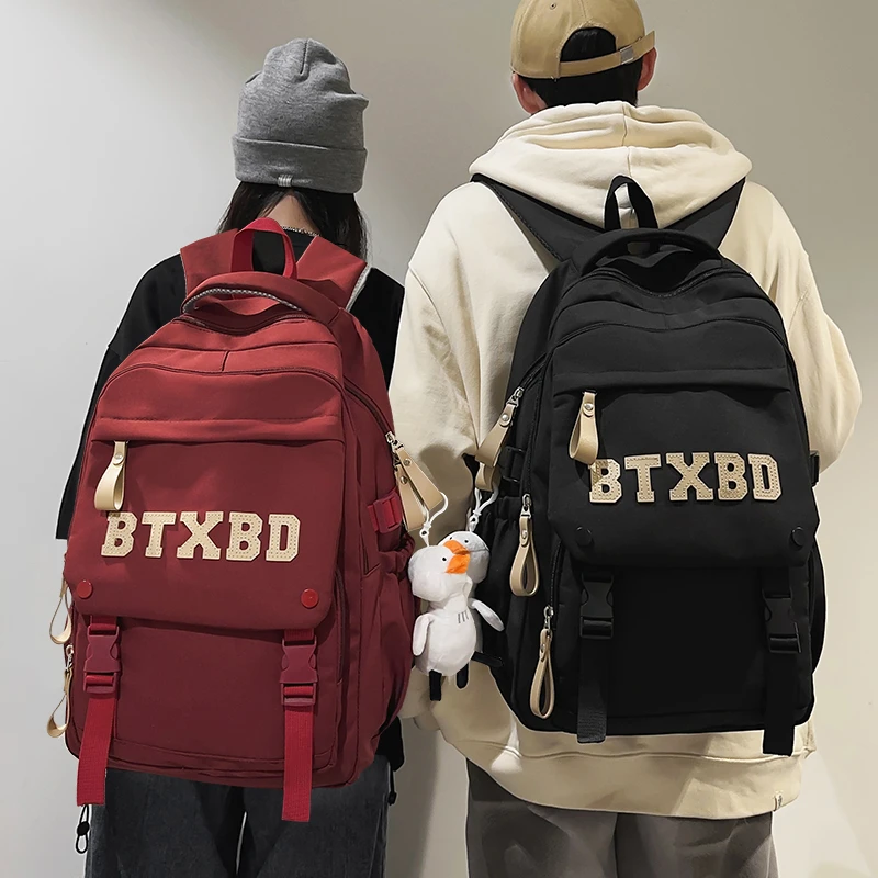 潮牌书包男女大学生大容量背包高中生初中学生百搭旅行电脑双肩包