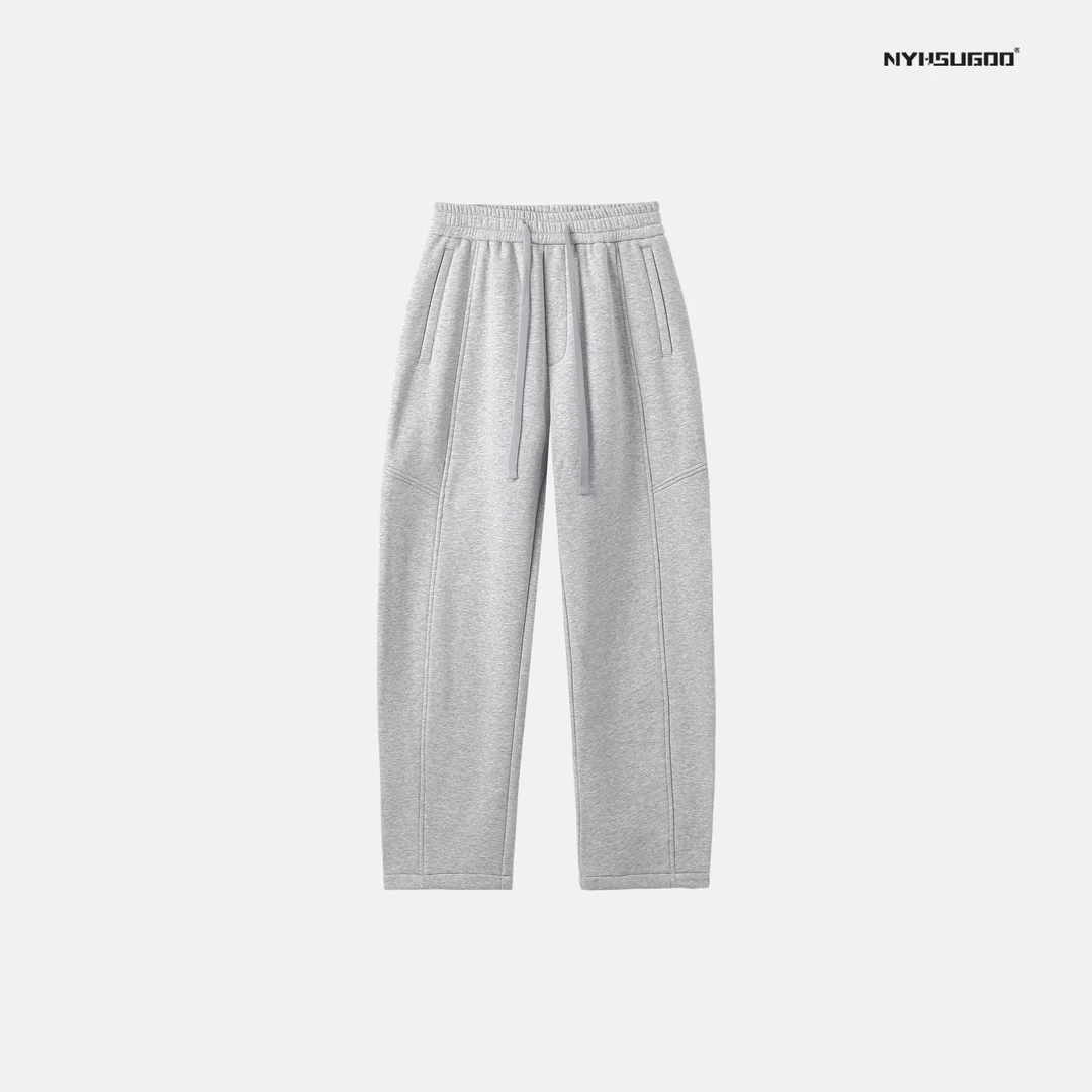 NYHSUGOO/南乙3339冬季加绒美式休闲抽绳卫裤男士纯色直筒长裤