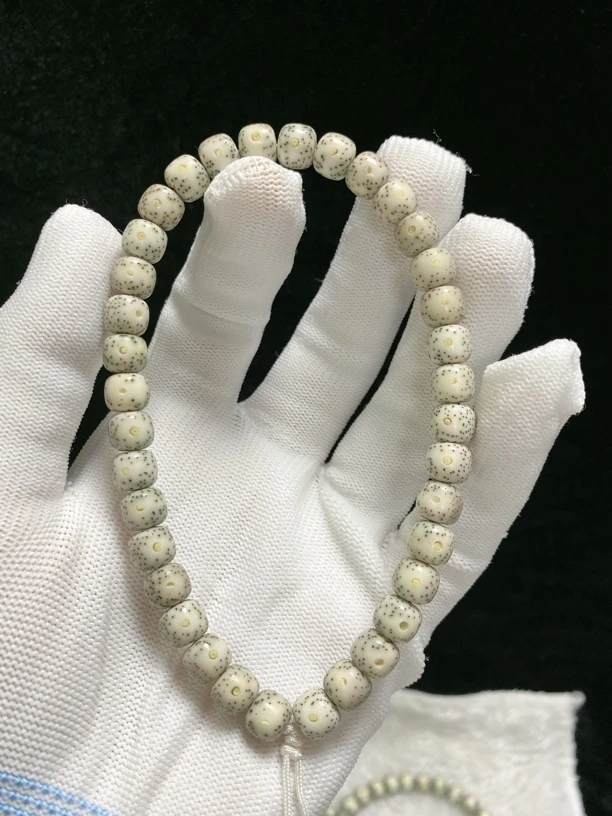 海南料石玉料8×7老型桶珠手持针尖星小细星月朗星稀星月菩提