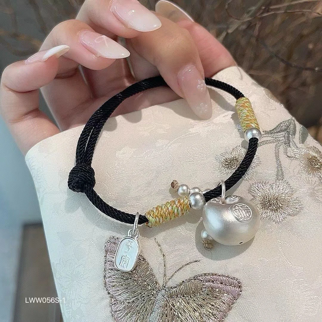 足银手链 足银999大福包 平安喜乐字牌手链